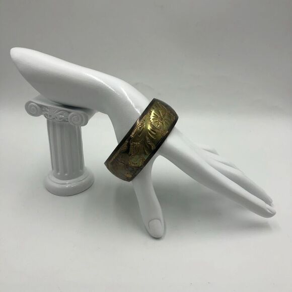 Vintage Elephant Animal Jungle Safari Metal Brass Women's Bangle Bracelet - Picture 4 of 10